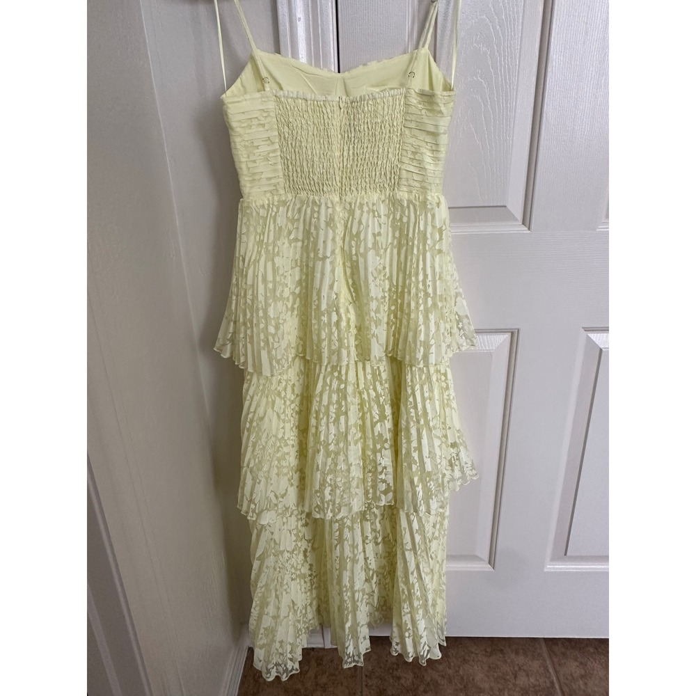 ASTR the Label Emmi Yellow Mesh Floral Tiered Midi Dress Size S - Picture 5 of 10
